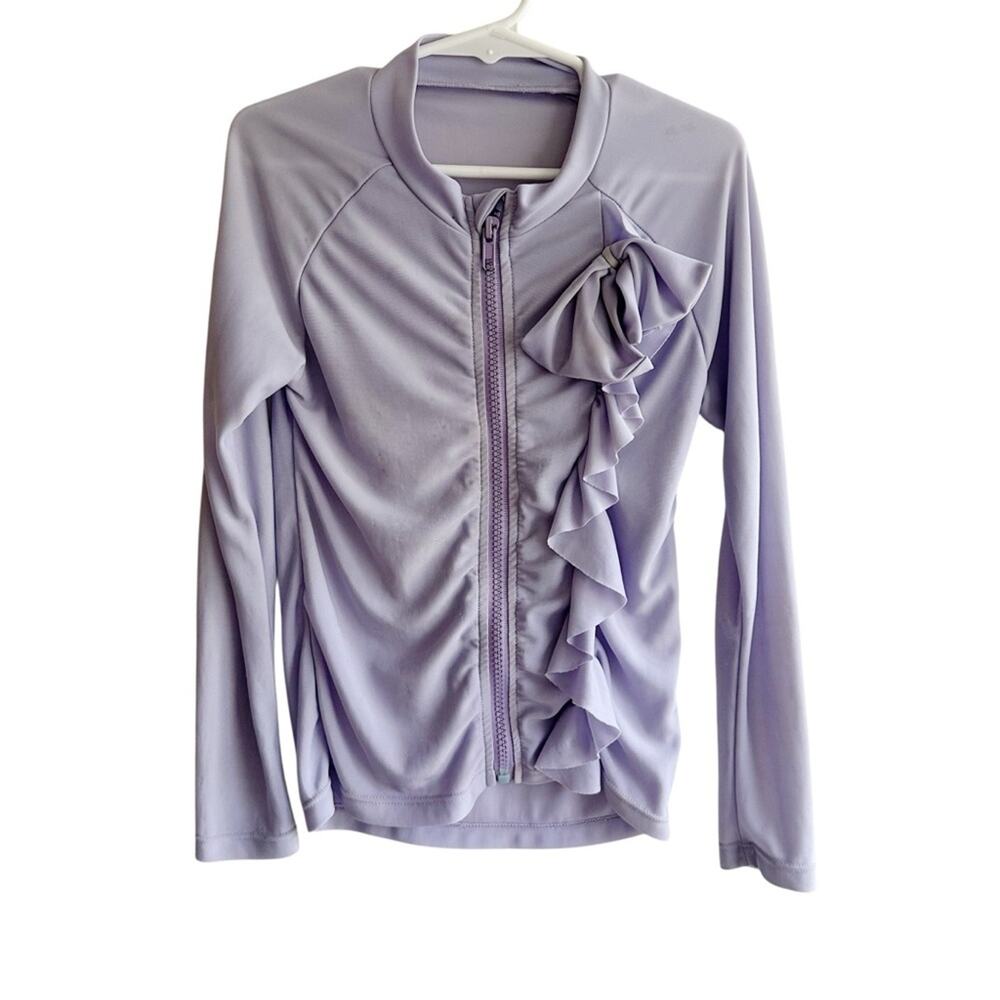 SwimZip Toddler Long Sleeve Ruffle Rashguard Swim Top 4T